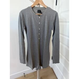 WSLY Waffle Knit Long Sleeve Henley Romper Grey Heather Size Medium‎